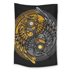 Yin-yang-owl-doodle-ornament-illustration Large Tapestry by Jancukart