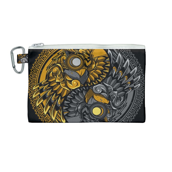 Yin-yang-owl-doodle-ornament-illustration Canvas Cosmetic Bag (Medium)