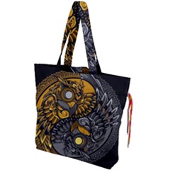 Yin-yang-owl-doodle-ornament-illustration Drawstring Tote Bag