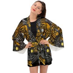 Yin-yang-owl-doodle-ornament-illustration Long Sleeve Kimono