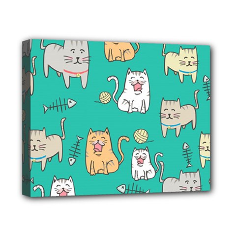 Seamless-pattern-cute-cat-cartoon-with-hand-drawn-style Canvas 10  X 8  (stretched)