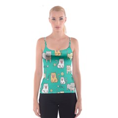 Seamless-pattern-cute-cat-cartoon-with-hand-drawn-style Spaghetti Strap Top