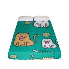 Seamless-pattern-cute-cat-cartoon-with-hand-drawn-style Fitted Sheet (full/ Double Size)