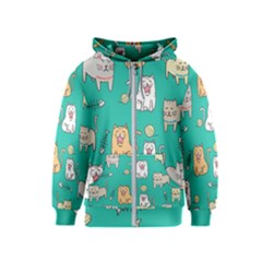 Seamless-pattern-cute-cat-cartoon-with-hand-drawn-style Kids  Zipper Hoodie