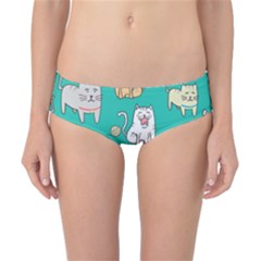 Seamless-pattern-cute-cat-cartoon-with-hand-drawn-style Classic Bikini Bottoms