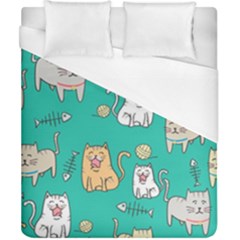 Seamless-pattern-cute-cat-cartoon-with-hand-drawn-style Duvet Cover (california King Size)