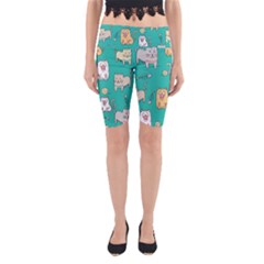 Seamless-pattern-cute-cat-cartoon-with-hand-drawn-style Yoga Cropped Leggings by Jancukart