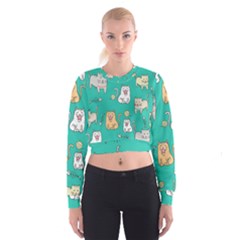 Seamless-pattern-cute-cat-cartoon-with-hand-drawn-style Cropped Sweatshirt