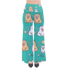 Seamless-pattern-cute-cat-cartoon-with-hand-drawn-style So Vintage Palazzo Pants