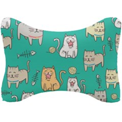 Seamless-pattern-cute-cat-cartoon-with-hand-drawn-style Seat Head Rest Cushion