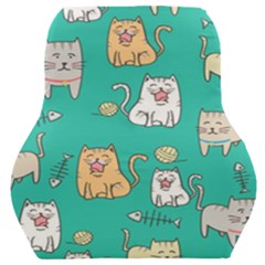 Seamless-pattern-cute-cat-cartoon-with-hand-drawn-style Car Seat Back Cushion 