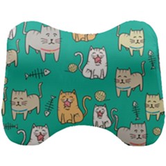 Seamless-pattern-cute-cat-cartoon-with-hand-drawn-style Head Support Cushion