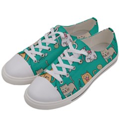 Seamless-pattern-cute-cat-cartoon-with-hand-drawn-style Men s Low Top Canvas Sneakers