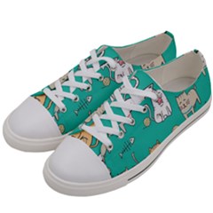 Seamless-pattern-cute-cat-cartoon-with-hand-drawn-style Women s Low Top Canvas Sneakers