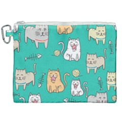 Seamless-pattern-cute-cat-cartoon-with-hand-drawn-style Canvas Cosmetic Bag (xxl)