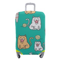 Seamless-pattern-cute-cat-cartoon-with-hand-drawn-style Luggage Cover (small) by Jancukart