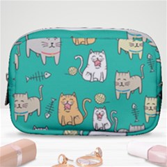 Seamless-pattern-cute-cat-cartoon-with-hand-drawn-style Make Up Pouch (small)