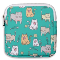 Seamless-pattern-cute-cat-cartoon-with-hand-drawn-style Mini Square Pouch by Jancukart