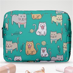 Seamless-pattern-cute-cat-cartoon-with-hand-drawn-style Make Up Pouch (large)