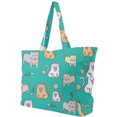 Seamless-pattern-cute-cat-cartoon-with-hand-drawn-style Simple Shoulder Bag by Jancukart