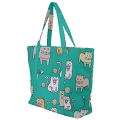 Seamless-pattern-cute-cat-cartoon-with-hand-drawn-style Zip Up Canvas Bag