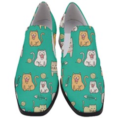 Seamless-pattern-cute-cat-cartoon-with-hand-drawn-style Women Slip On Heel Loafers