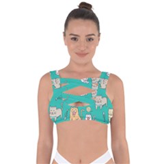 Seamless-pattern-cute-cat-cartoon-with-hand-drawn-style Bandaged Up Bikini Top