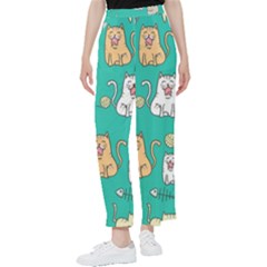 Seamless-pattern-cute-cat-cartoon-with-hand-drawn-style Women s Pants  by Jancukart