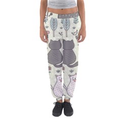 Funny Cartoon Cats Seamless Pattern Women s Jogger Sweatpants