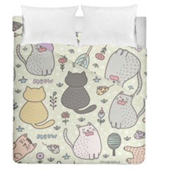 Funny Cartoon Cats Seamless Pattern Duvet Cover Double Side (queen Size)