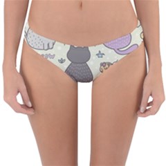 Funny Cartoon Cats Seamless Pattern Reversible Hipster Bikini Bottoms