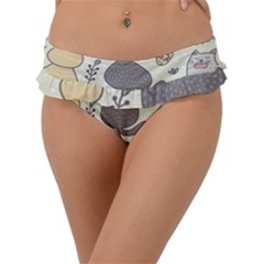 Funny Cartoon Cats Seamless Pattern Frill Bikini Bottom by Jancukart