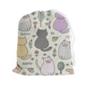 Funny Cartoon Cats Seamless Pattern Drawstring Pouch (2XL) View1