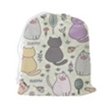 Funny Cartoon Cats Seamless Pattern Drawstring Pouch (2XL) View2