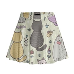 Funny Cartoon Cats Seamless Pattern Mini Flare Skirt