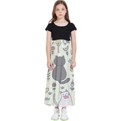 Funny Cartoon Cats Seamless Pattern Kids  Flared Maxi Skirt by Jancukart