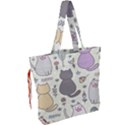 Funny Cartoon Cats Seamless Pattern Drawstring Tote Bag View2