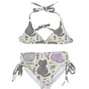 Funny Cartoon Cats Seamless Pattern Kids  Classic Bikini Set View1