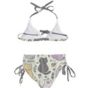 Funny Cartoon Cats Seamless Pattern Kids  Classic Bikini Set View2