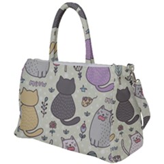 Funny Cartoon Cats Seamless Pattern Duffel Travel Bag