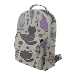 Funny Cartoon Cats Seamless Pattern Flap Pocket Backpack (large)