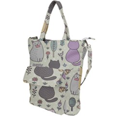 Funny Cartoon Cats Seamless Pattern Shoulder Tote Bag