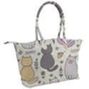 Funny Cartoon Cats Seamless Pattern Canvas Shoulder Bag View2