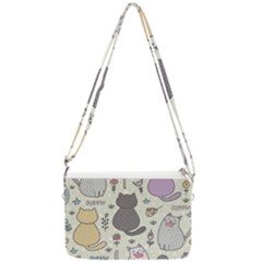 Funny Cartoon Cats Seamless Pattern Double Gusset Crossbody Bag