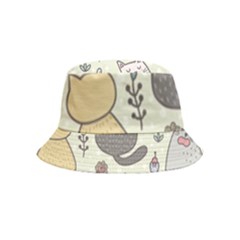 Funny Cartoon Cats Seamless Pattern Bucket Hat (kids)