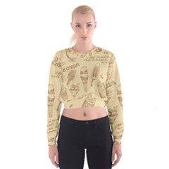 Ice-cream-vintage-pattern Cropped Sweatshirt