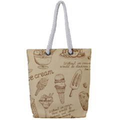 Ice-cream-vintage-pattern Full Print Rope Handle Tote (small) by Jancukart