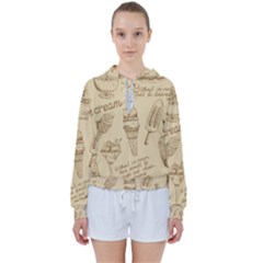 Ice-cream-vintage-pattern Women s Tie Up Sweat