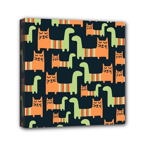 Seamless-pattern-with-cats Mini Canvas 6  X 6  (stretched)