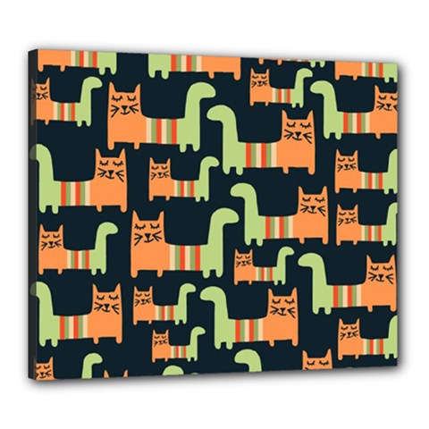 Seamless-pattern-with-cats Canvas 24  X 20  (stretched)